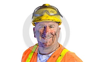 Dirty construction worker wearing hard hat
