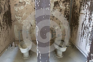 Dirty, decaying toilet stalls