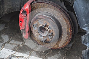 Dirty Disc brake of the car