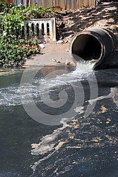 Dirty drain, Water pollution in river