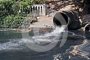 Dirty drain, Water pollution in river