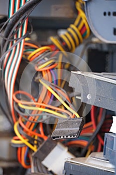 dirty and dusty computer cables .