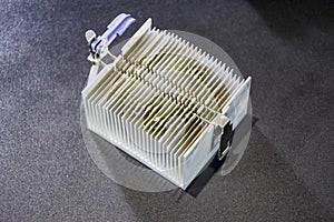 Dirty dusty radiator computer processor. Details of the computer's system unit