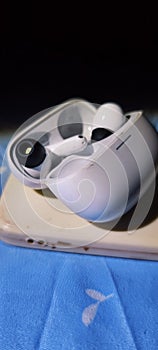 A dirty earbuds white case