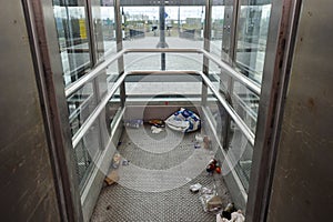 Dirty elevators at train station Lage Zwaluwe of NS and rated as worst station