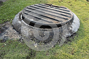 Dirty Grease trap, grease recovery device collects and reduces fats, oils and greases.