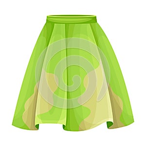 Dirty Green Pleated Skirt with Stain and Spots as Used Clothes for Laundry Vector Illustration