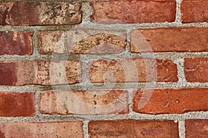 Dirty and grimy with green gunk on red brick wall horizontal background asset