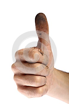Dirty hand with thumbs up