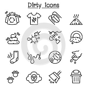 Dirty icon set in thin line style