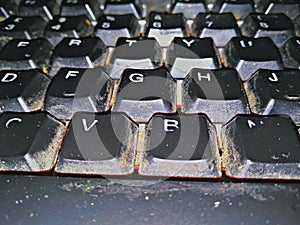 Dirty keyboard cloaeup