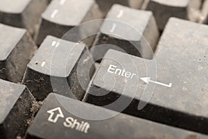 dirty keyboard close up