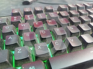 a dirty keyboard on the desk
