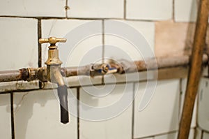 Dirty kitchen. Unsanitary conditions.old broken washstand in a