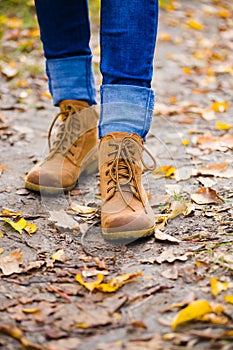 Dirty leather boots.