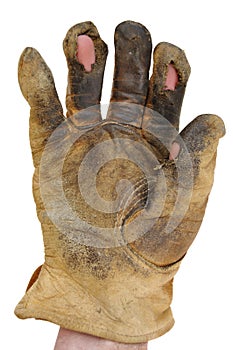 Dirty Leather Work Glove with Holes