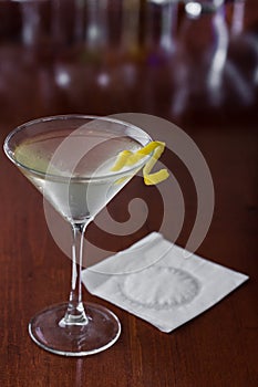 Dirty martini with a lemon twist