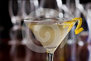 Dirty martini with a lemon twist