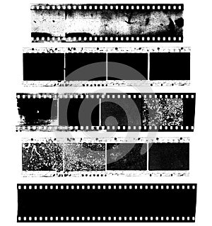 Dirty, messy and damaged strip of celluloid film photo