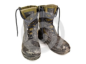 Dirty military boots