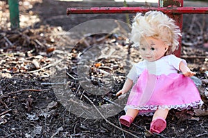 Dirty old abandoned doll