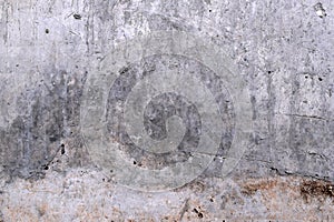 Dirty old gray distresses concrete wall texture background. Stains on wall.