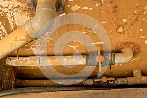 Dirty Old PVC Valve/ Plastic Water Pipeline - Vintage Moldy Wall Texture