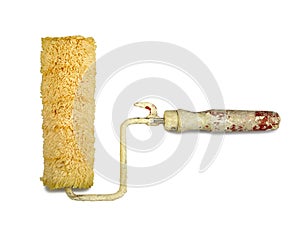 Dirty paint roller isolated