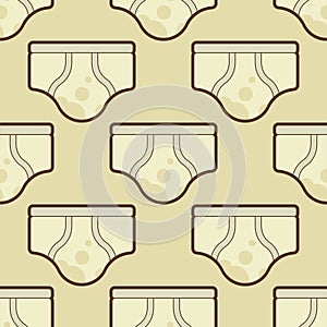 Dirty panties pattern seamless. Unclean shorts background. Vector texture photo