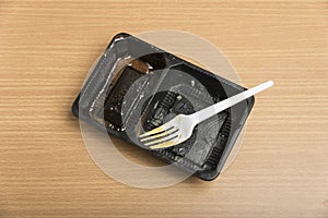 Dirty plastic food container