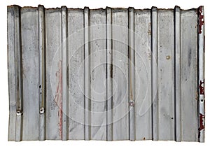 Dirty profiled metal sheet. on a white background. Isolated