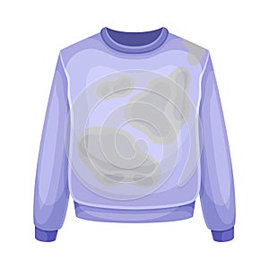 Dirty Purple Sweater with Stain and Spots as Used Clothes for Laundry Vector Illustration