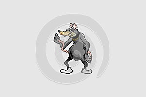 Dirty rat with Money Cartoon character vector logo template