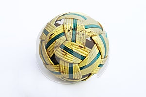 dirty rattan ball on white background