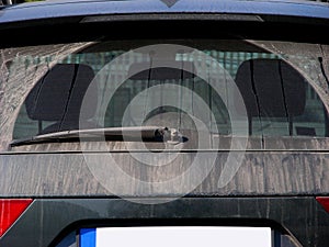 Dirty rear windshield of a car