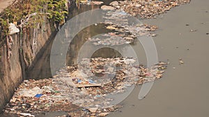 Dirty river in Dharavi slums. Mumbai. India.