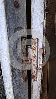 dirty and rusty old door hinges