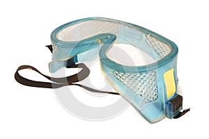 Dirty safety goggles as used in construction