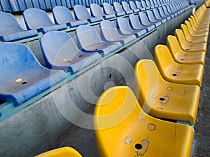 Dirty seats on the football stadium photo