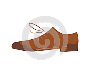 Dirty shoes. Unclean boot. Isolated vector illustration in flat and cartoon style photo