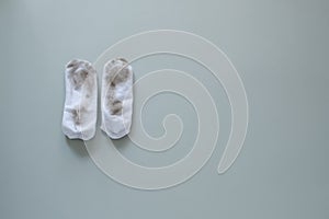 dirty socks isolated on gray background