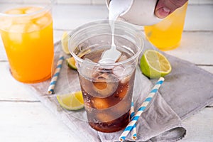 Dirty soda, soda and creamer alcohol free mocktail
