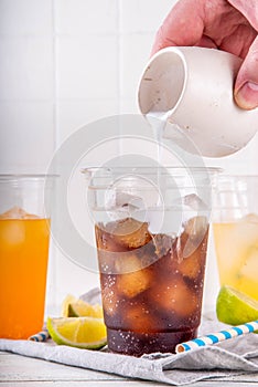 Dirty soda, soda and creamer alcohol free mocktail