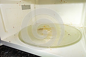 Dirty uncleaned microwave