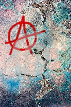 Dirty wall with anarchy symbol photo