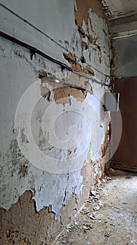 Dirty wall inside the abandoned building