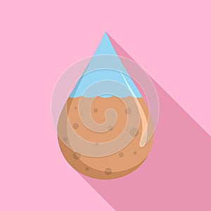 Dirty water drop icon, flat style