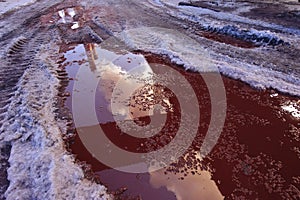 Dirty water and snow