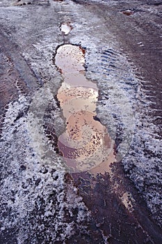 Dirty water and snow