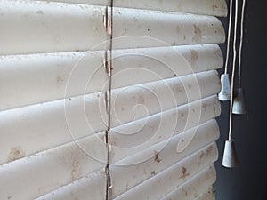 Dirty White Blinds That Need To Be Cleaned